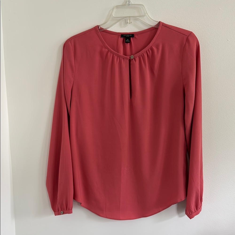 Ann Taylor Relaxed Pink Long Sleeve Blouse